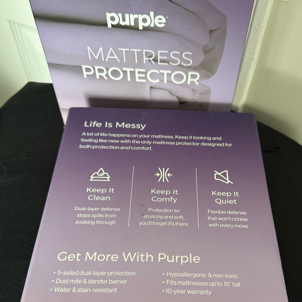 NWOT PURPLE mattresse protector Size Twin XL - Picture 2 of 8